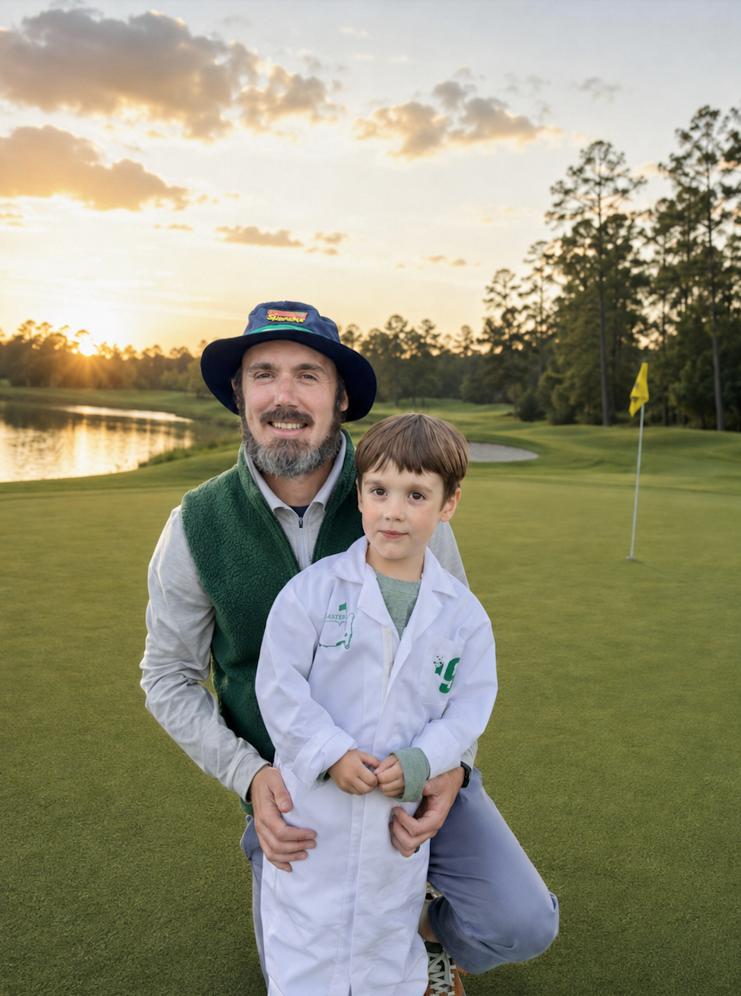 Thwack Sporting Co. founder with his son dressed as a caddie